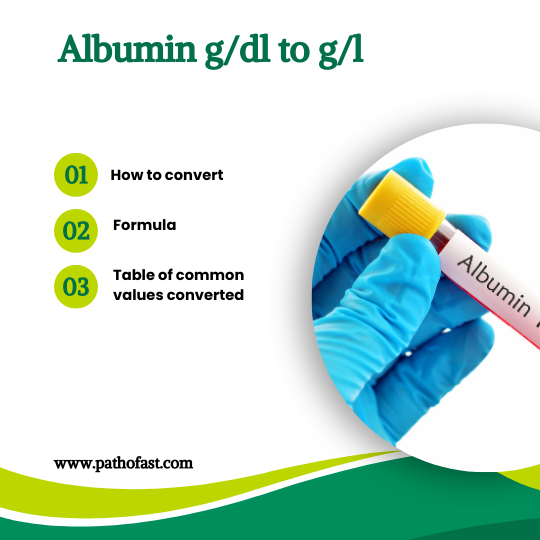 Albumin g/dL to g/L : Conversion Table, Calculator,Formula,Normal Levels
